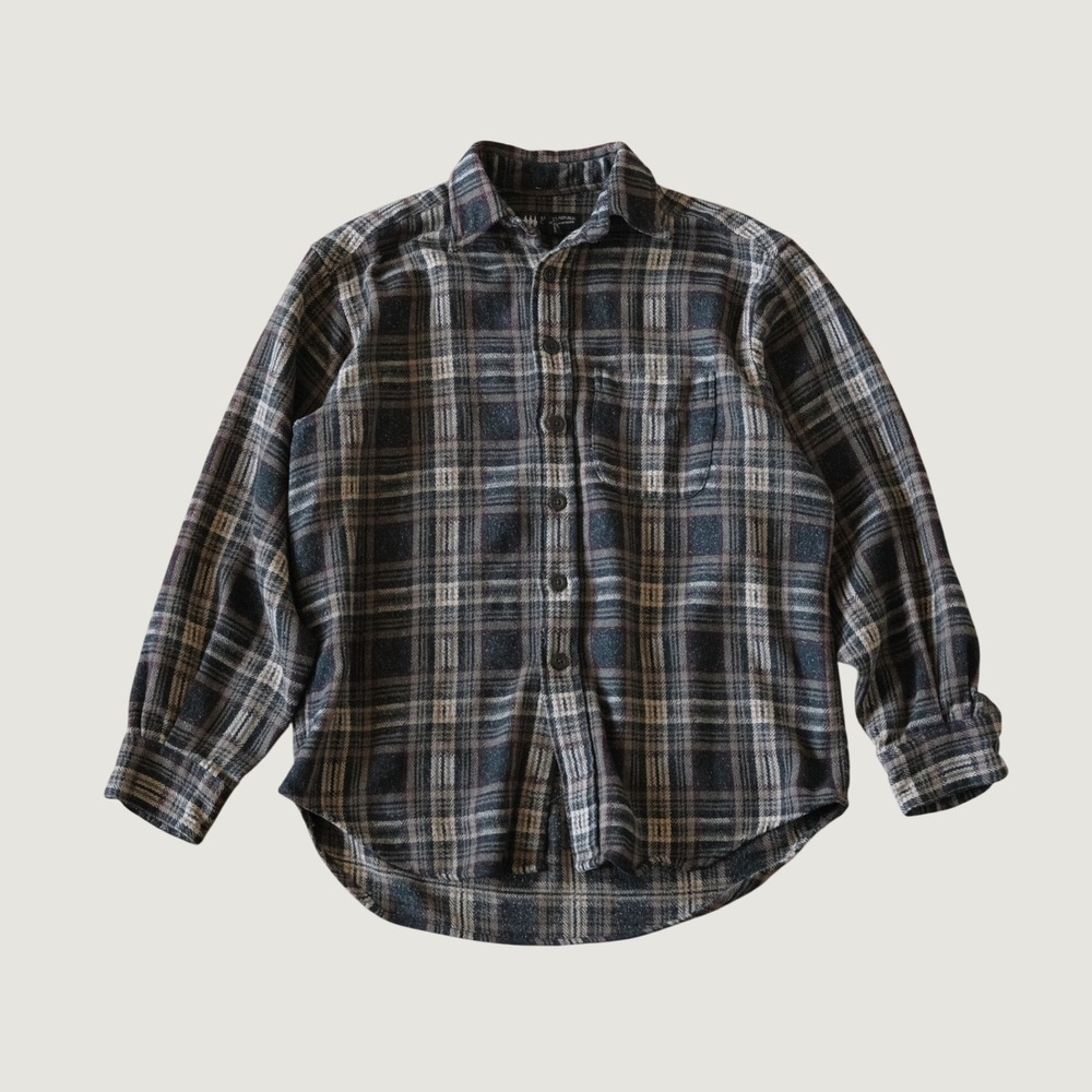 Banana Republic Cabinwear Shirt Plaid Brown Cotton Wool Blend S Vintage Flannel